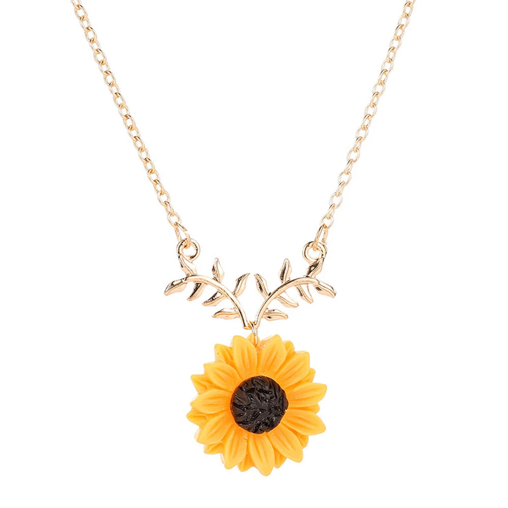 Delicate Sunflower Creative Imitation Pearls Earrings And Necklace Set
