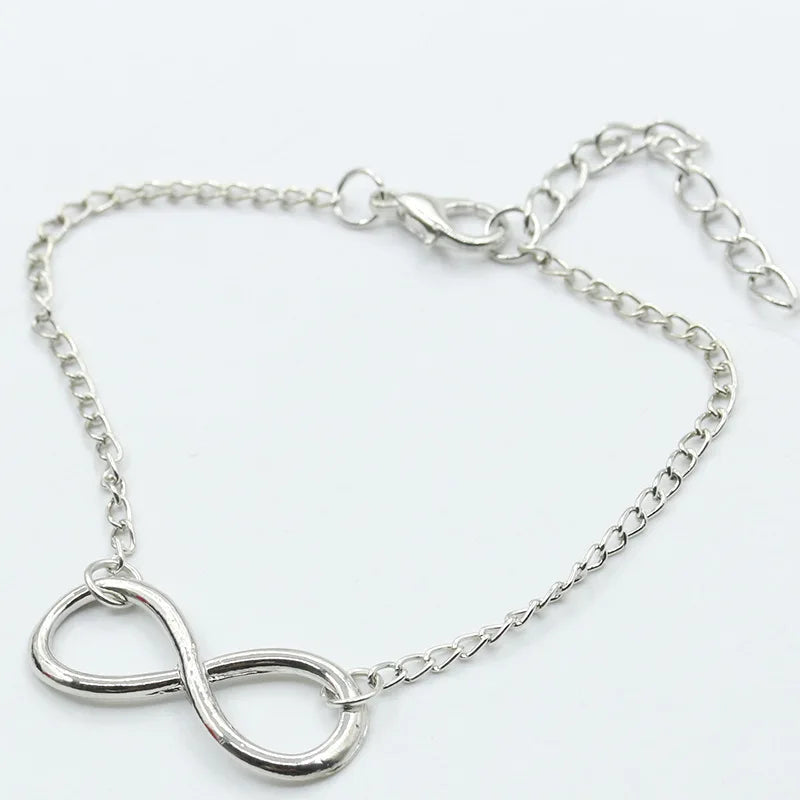 Silver Color Metal Cross Infinite Bracelet & Bangle Charm Chain Bracelet