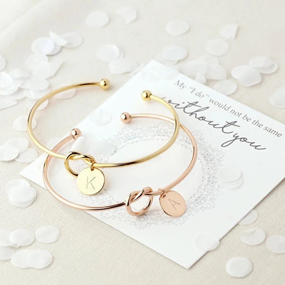 Rose Gold/Silver Color Alloy Letter Bracelet Snake Chain Charm
