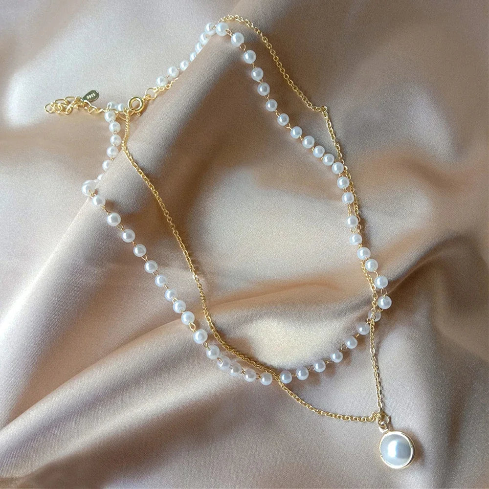 Kpop Pearl lace Gold Color Goth Choker