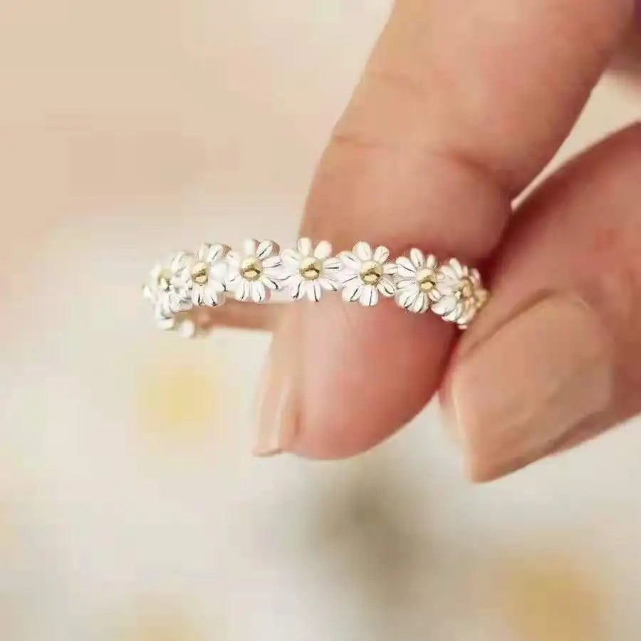 Exquisite Enamel Sunflower Adjustable Open Ring
