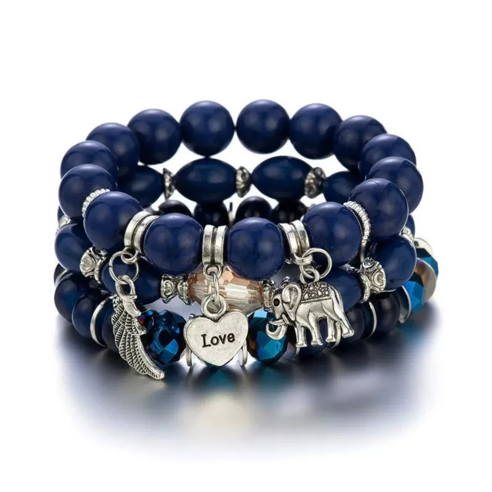 3pcs/Set Boho Style Beaded Charm Bracelets
