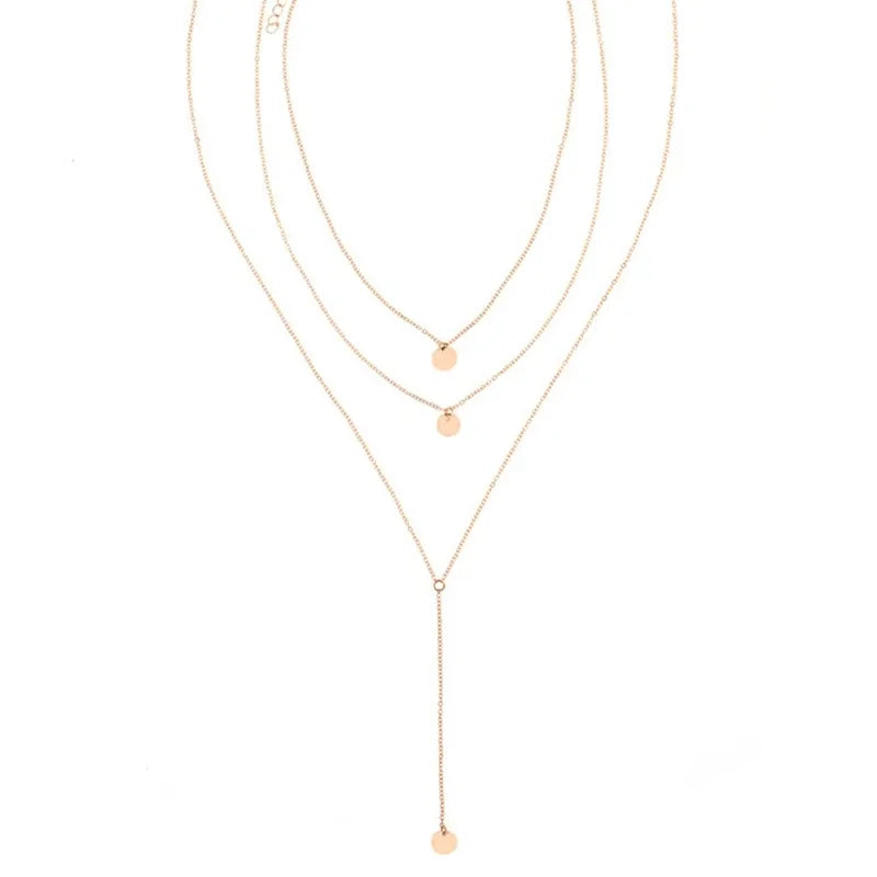 Minimalist Round Disco Coin Chain Necklace