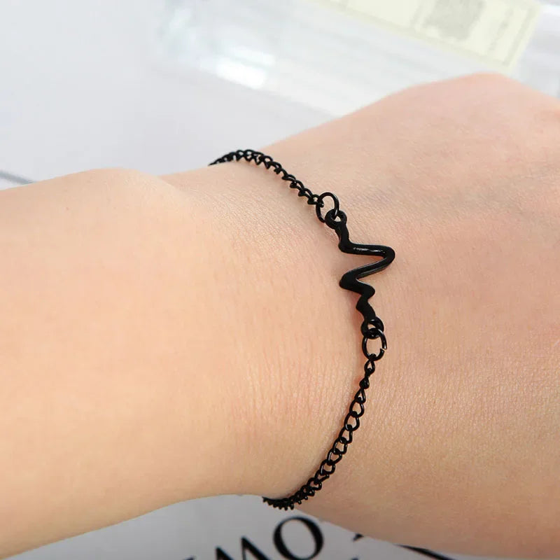 Korean Fashion ECG Heart Rate Lightning Charm Bracelet