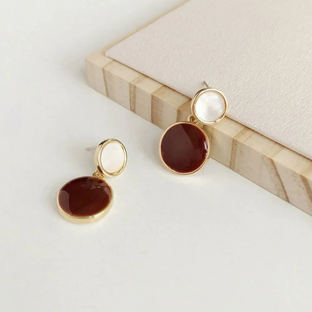 Vintage Red Green Enamel Water Drop Earrings