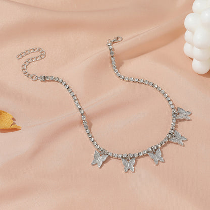Butterfly Rhinestone Tennis Chain Foot Chain Anklet