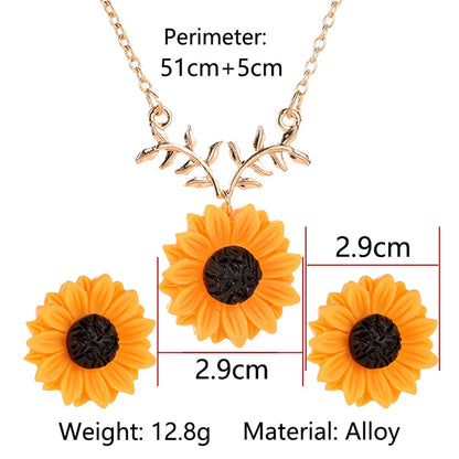 Delicate Sunflower Creative Imitation Pearls Earrings And Necklace  Set
