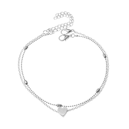Simple Multilayer Heart Female Anklets
