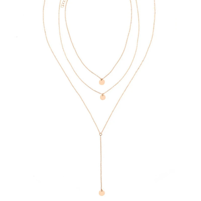 Minimalist Round Disco Coin Chain Necklace