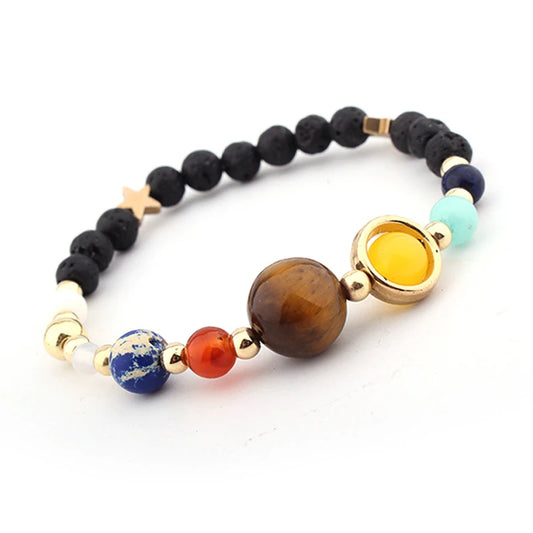 Solar System Guardian Star Natural Stone Beads Bangle