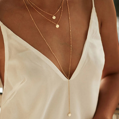 Minimalist Round Disco Coin Chain Necklace