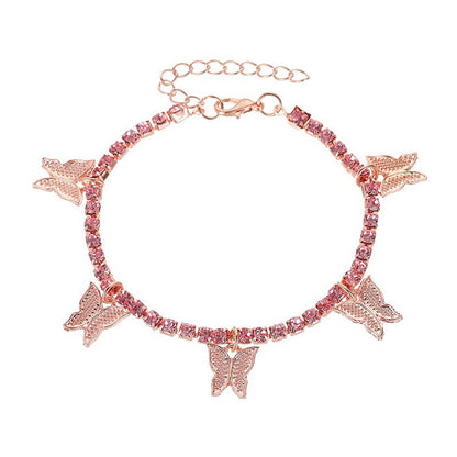 Butterfly Rhinestone Tennis Chain Foot Chain Anklet
