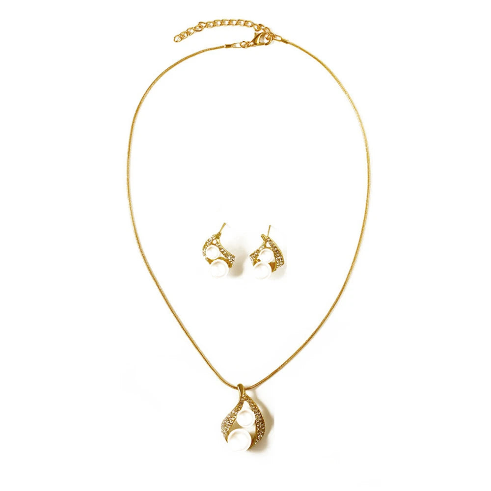 Elegant Simulated Pearl Bridal Necklaces/Earrings Jewelry Set