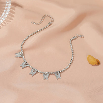 Butterfly Rhinestone Tennis Chain Foot Chain Anklet