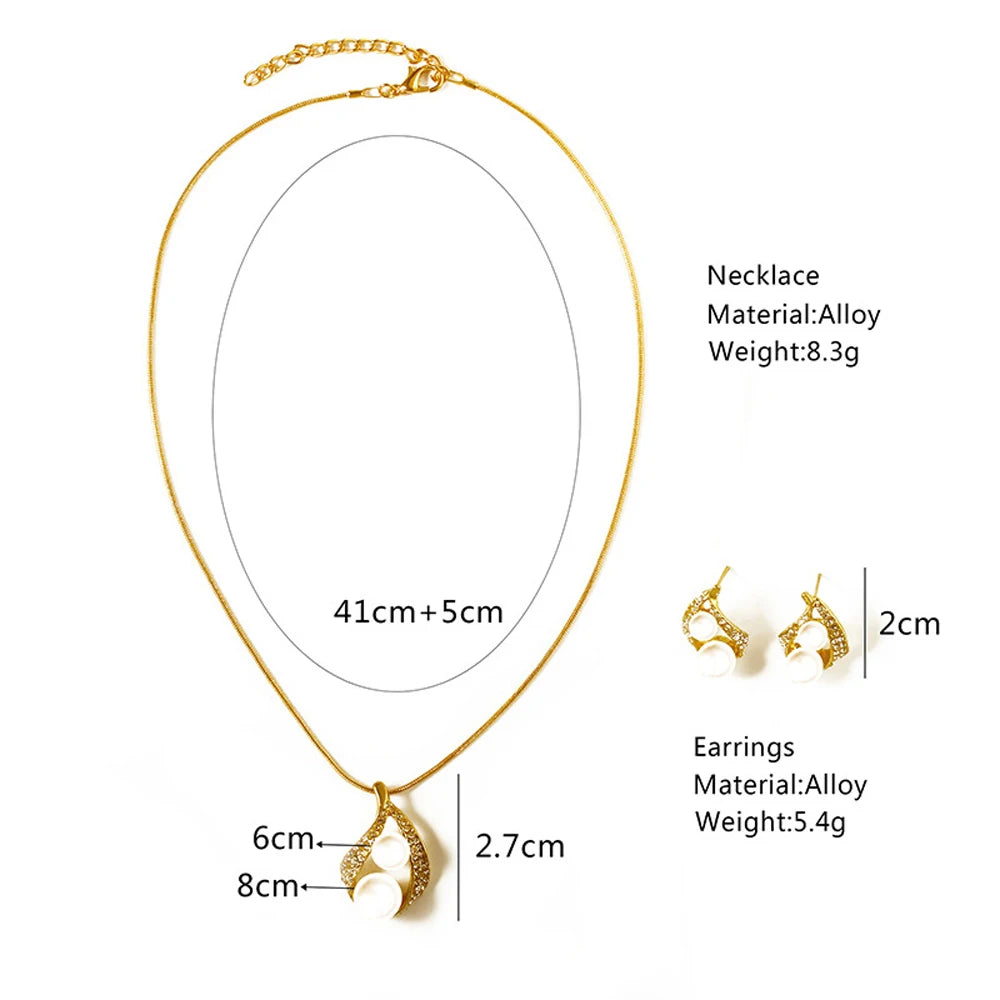 Elegant Simulated Pearl Bridal Necklaces/Earrings Jewelry Set