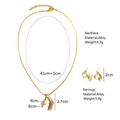 Elegant Simulated Pearl Bridal Necklaces/Earrings Jewelry Set