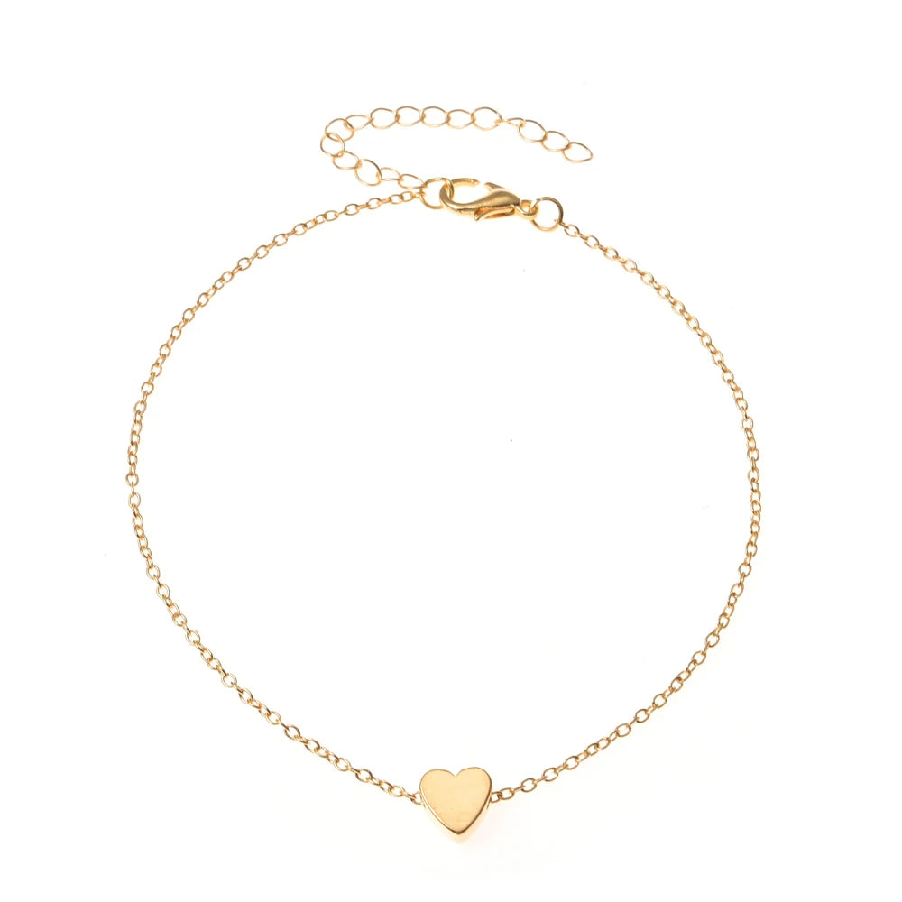 Simple Multilayer Heart Female Anklets