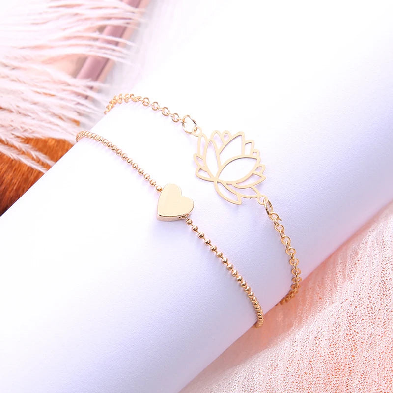 Simple Female Personality Hollow Lotus Bracelets