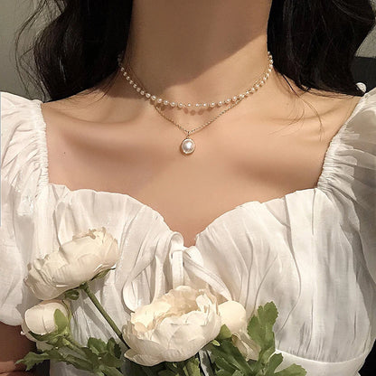 Kpop Pearl lace Gold Color Goth Choker