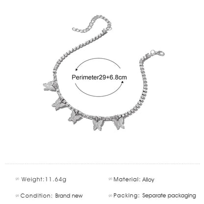 Butterfly Rhinestone Tennis Chain Foot Chain Anklet