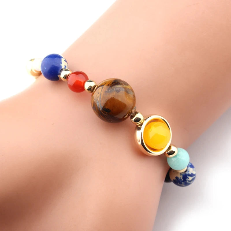 Solar System Guardian Star Natural Stone Beads Bangle