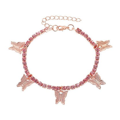 Butterfly Rhinestone Tennis Chain Foot Chain Anklet