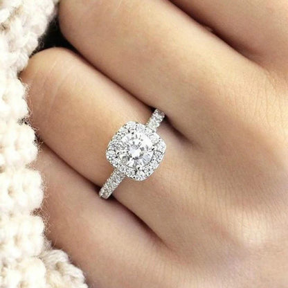 Crystal Engagement Claws Design White Zircon Cubic Elegant Ring