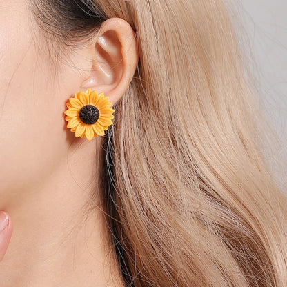 Delicate Sunflower Creative Imitation Pearls Earrings And Necklace  Set