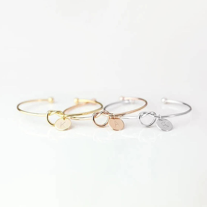 Rose Gold/Silver Color Alloy Letter Bracelet Snake Chain Charm