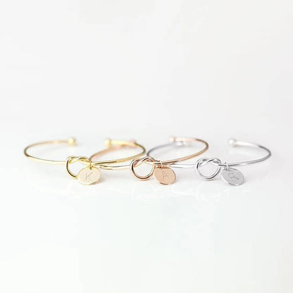 Rose Gold/Silver Color Alloy Letter Bracelet Snake Chain Charm