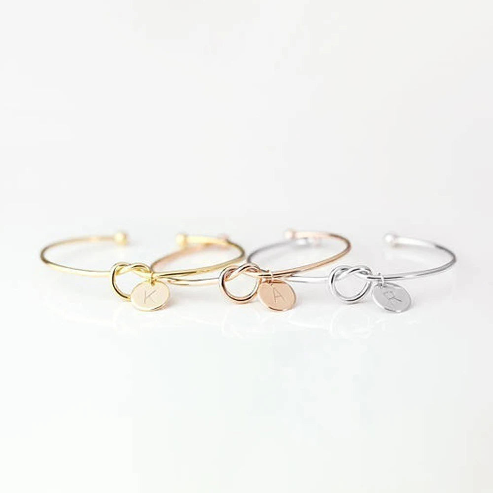 Rose Gold/Silver Color Alloy Letter Bracelet Snake Chain Charm
