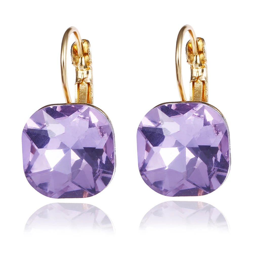 Gold White Pink Blue Green Purple Austrian Crystal Rhinestone Earring