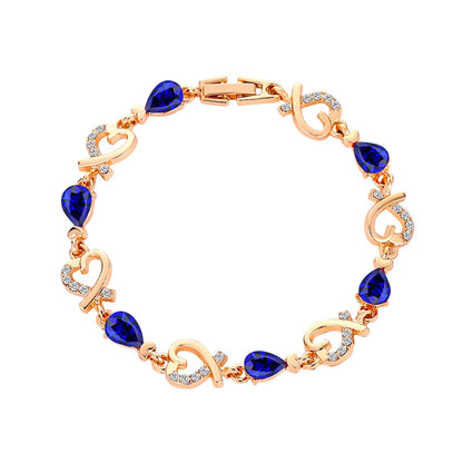 5 Colors Beautiful Colorful Austrian Crystal Heart Chain Bracelet