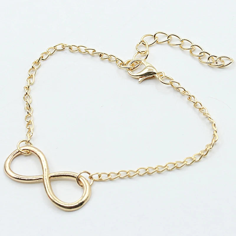 Silver Color Metal Cross Infinite Bracelet & Bangle Charm Chain Bracelet