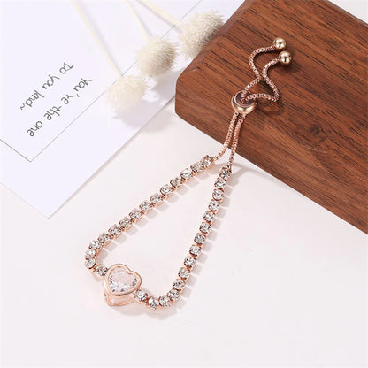 Round Rose Gold Color Cubic Zirconia Charm Bracelet