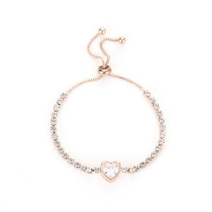 Round Rose Gold Color Cubic Zirconia Charm Bracelet