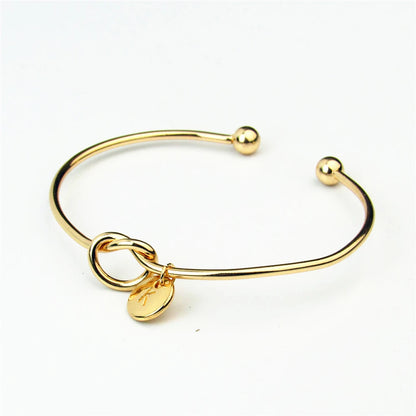 Rose Gold/Silver Color Alloy Letter Bracelet Snake Chain Charm