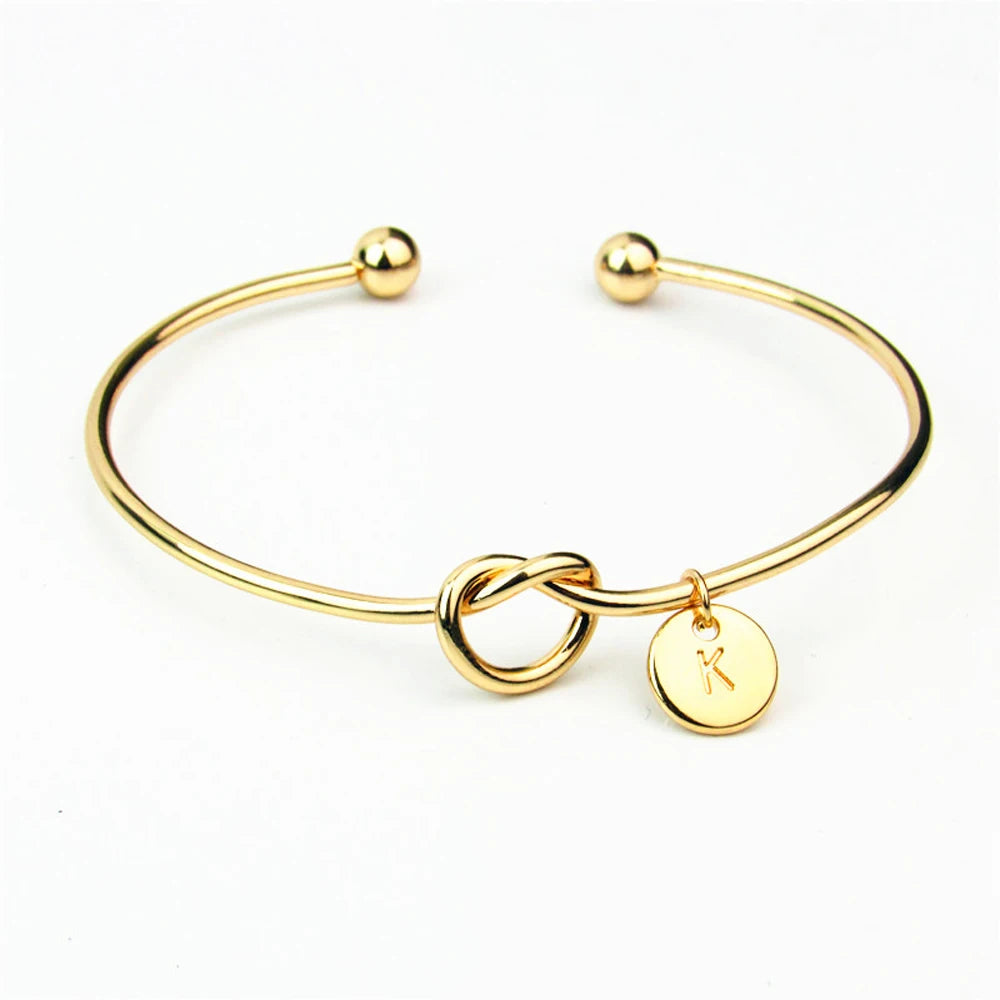 Rose Gold/Silver Color Alloy Letter Bracelet Snake Chain Charm