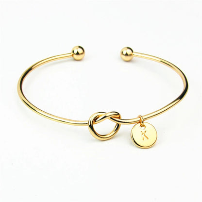 Rose Gold/Silver Color Alloy Letter Bracelet Snake Chain Charm