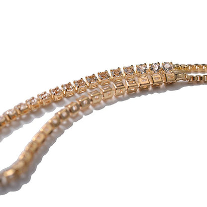 Round Rose Gold Color Cubic Zirconia Charm Bracelet