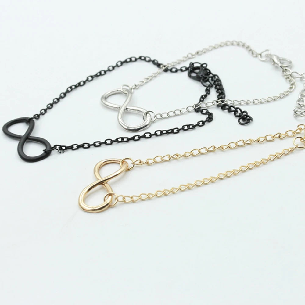 Silver Color Metal Cross Infinite Bracelet & Bangle Charm Chain Bracelet