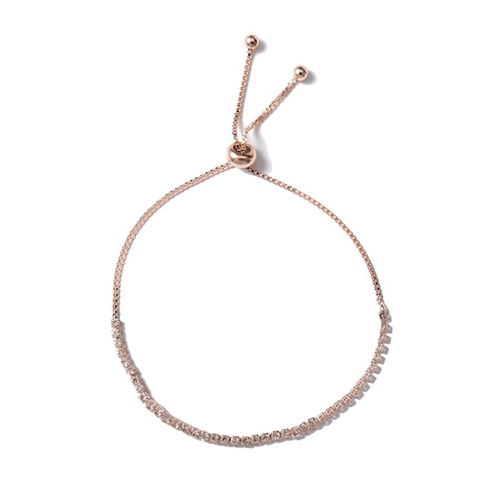 Round Rose Gold Color Cubic Zirconia Charm Bracelet