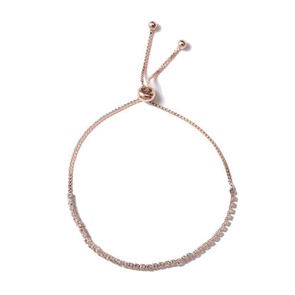 Round Rose Gold Color Cubic Zirconia Charm Bracelet