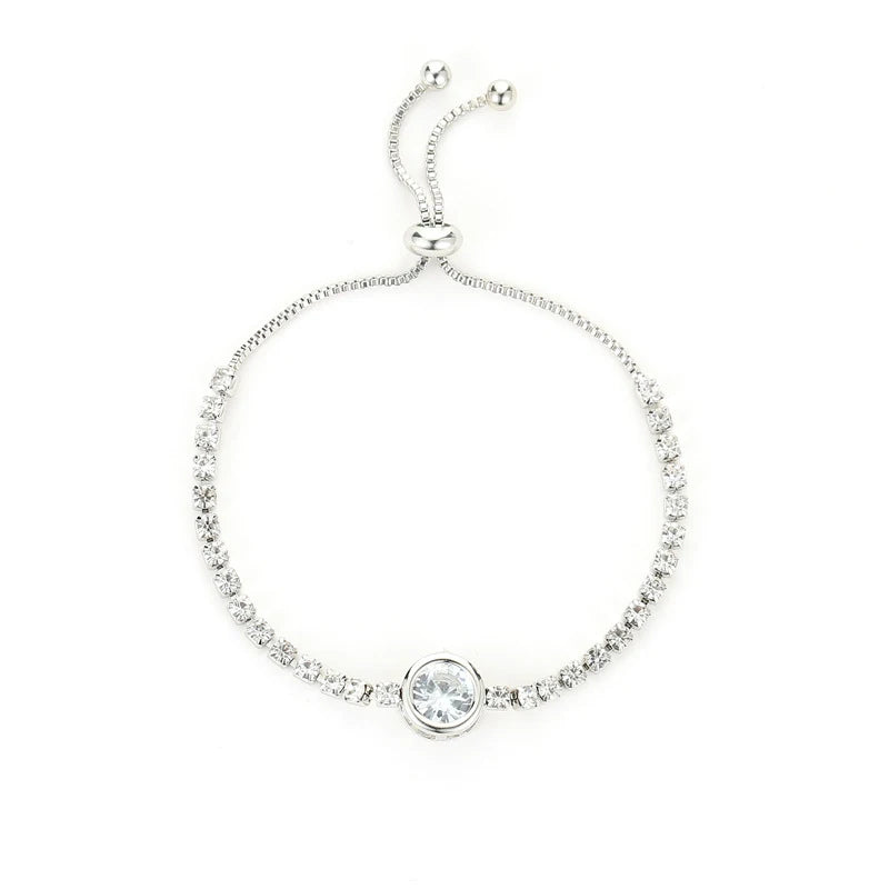 Round Rose Gold Color Cubic Zirconia Charm Bracelet