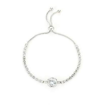 Round Rose Gold Color Cubic Zirconia Charm Bracelet