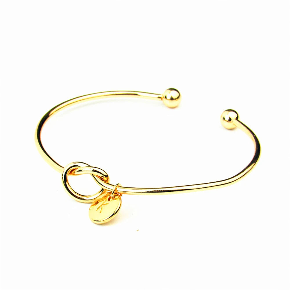 Rose Gold/Silver Color Alloy Letter Bracelet Snake Chain Charm