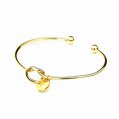 Rose Gold/Silver Color Alloy Letter Bracelet Snake Chain Charm