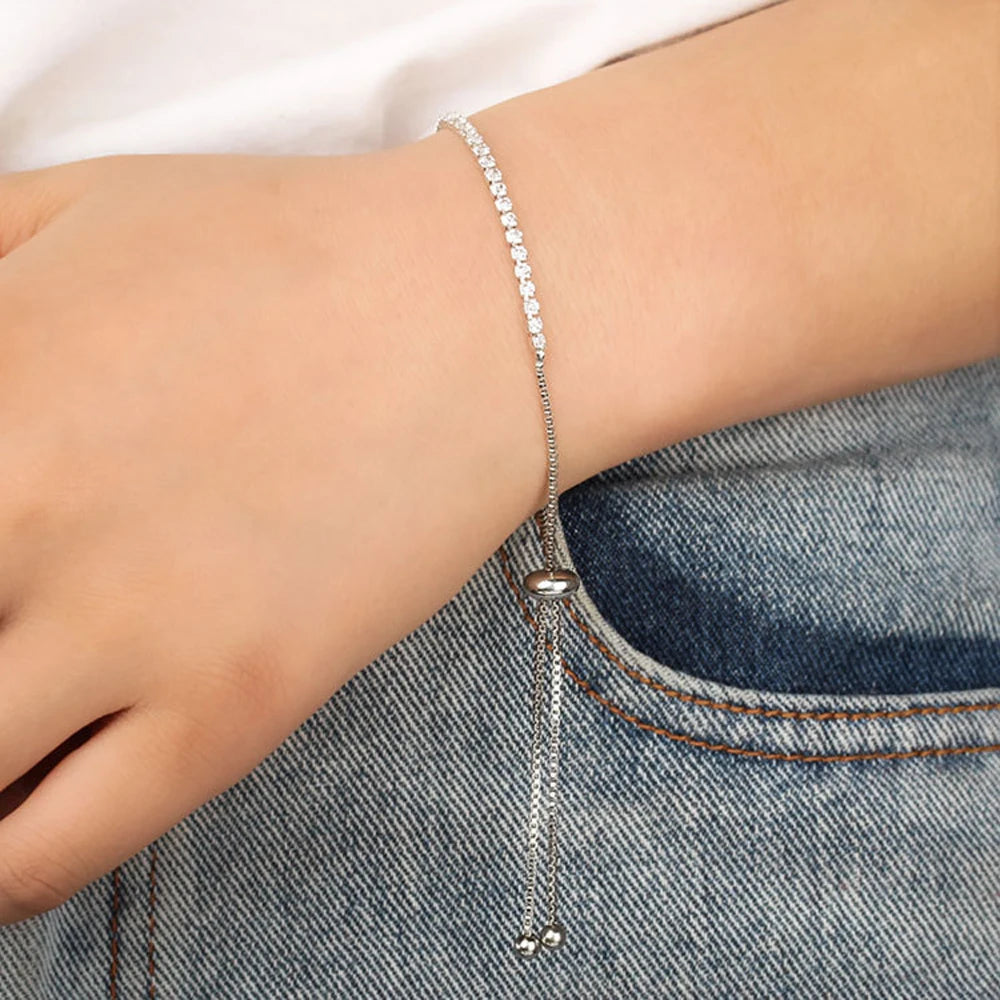 Round Rose Gold Color Cubic Zirconia Charm Bracelet