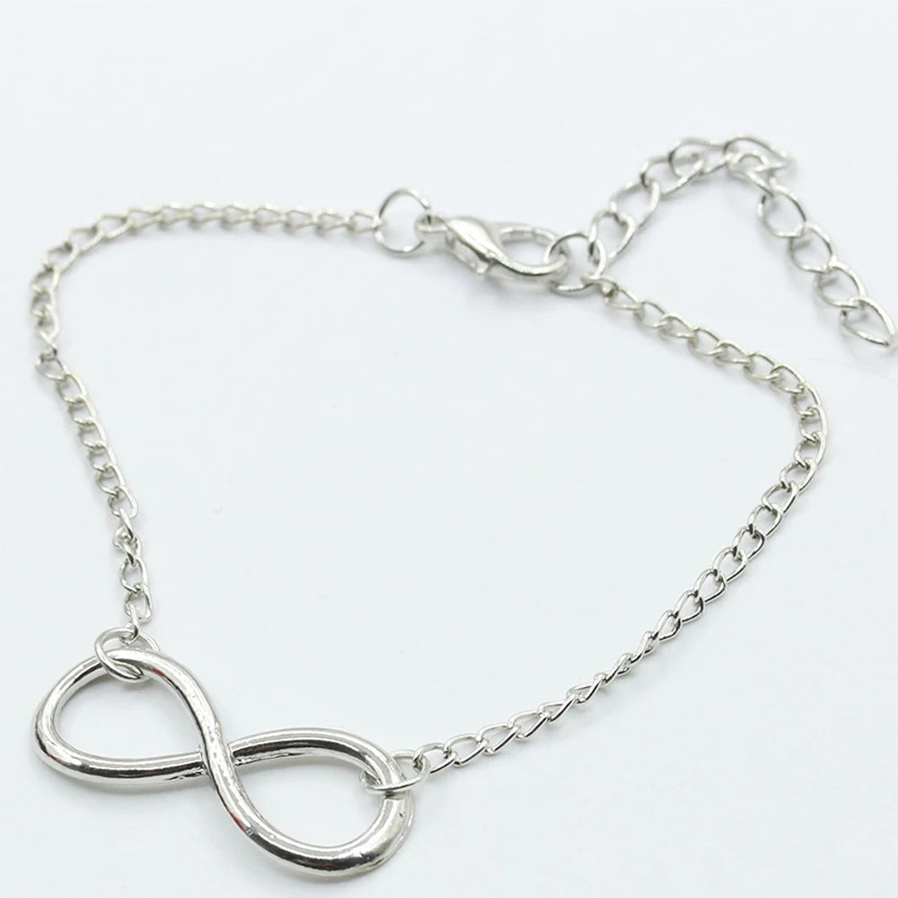 Silver Color Metal Cross Infinite Bracelet & Bangle Charm Chain Bracelet