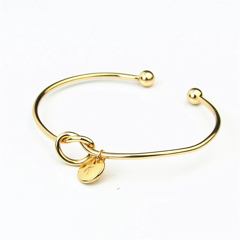 Rose Gold/Silver Color Alloy Letter Bracelet Snake Chain Charm